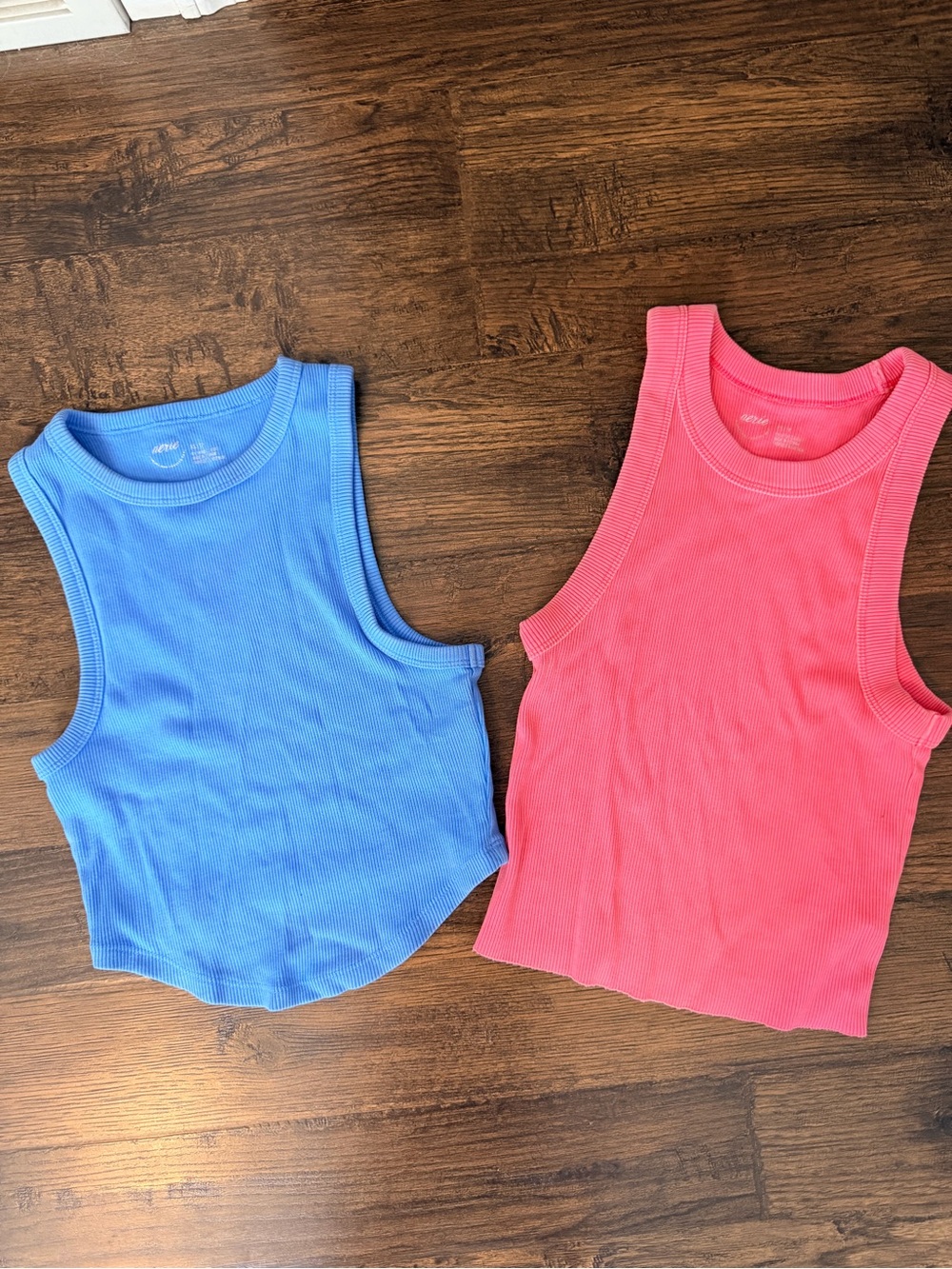 aerie Girls' Ribbed Tank Tops in Bright Blue & Pink